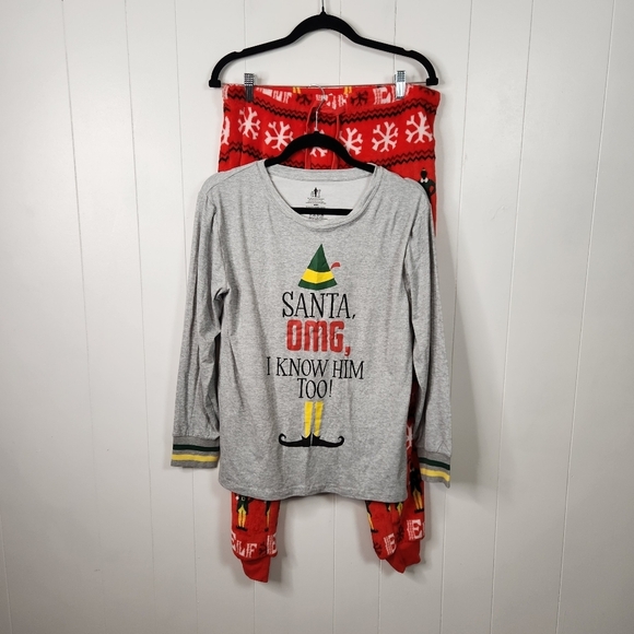 ELF Other - ELF Christmas Movie PJs Sleepwear Pajamas Fleece Womens Size Medium New Cozy